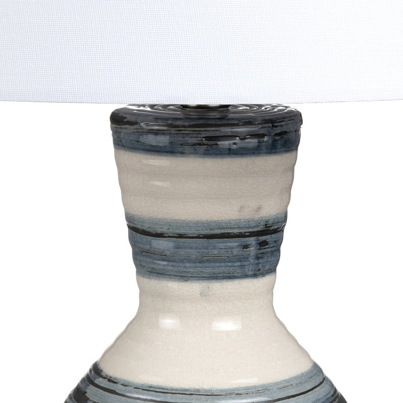 Avent Cream/Blue Table Lamp - Ornate Home