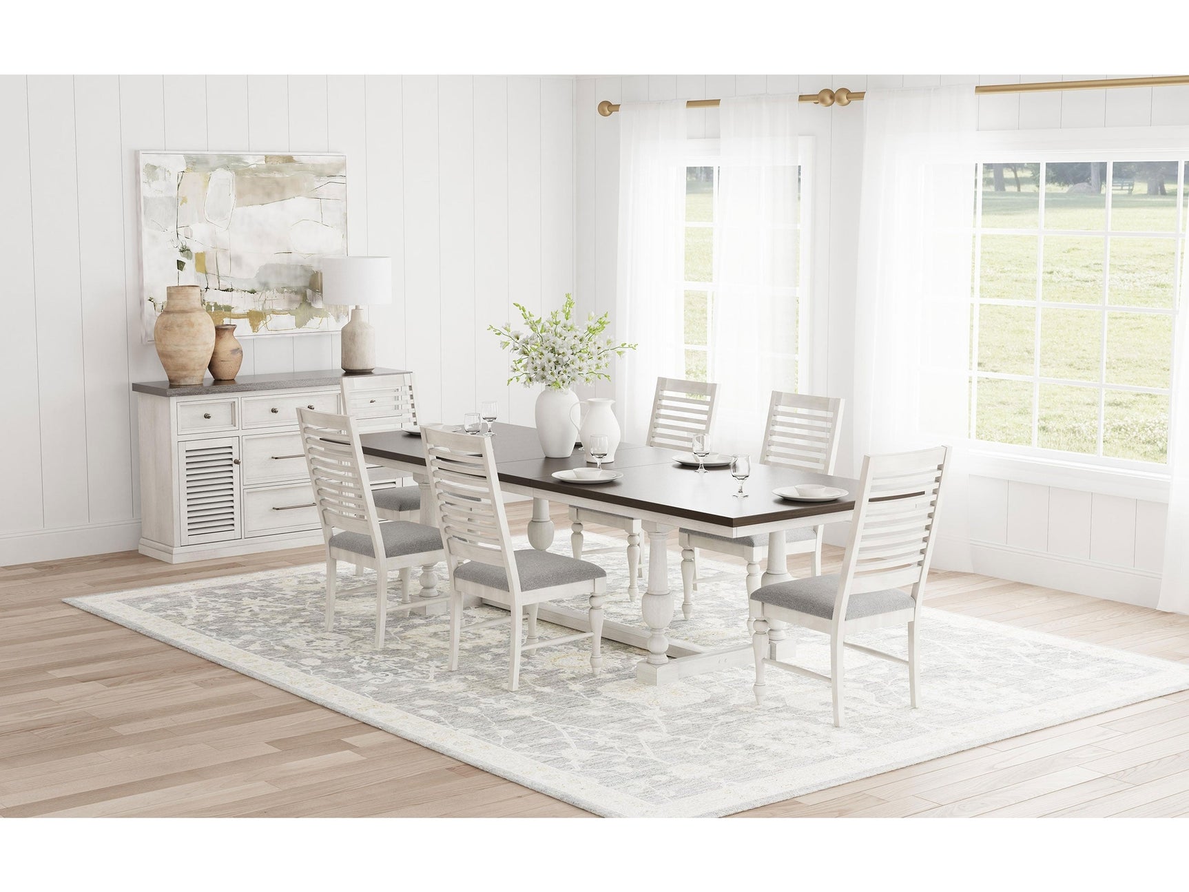 Aventine Vintage White 7-piece Dining Room Set - Ornate Home