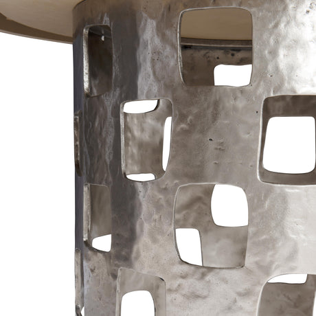 Aventura Frosted Nickel/Marcona Dining Table - Ornate Home