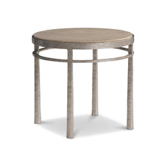 Aventura Frosted Nickel/Marcona Side Table - Ornate Home