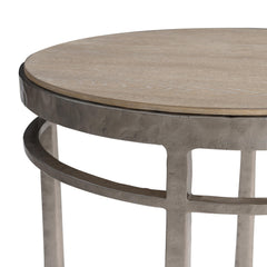 Aventura Frosted Nickel/Marcona Side Table - Ornate Home