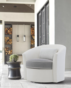 Aventura White/Cream Outdoor Swivel Chair - Ornate Home