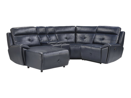 Avenue Navy 5-Piece Modular Reclining Sectional w/ Left Chaise - Ornate Home