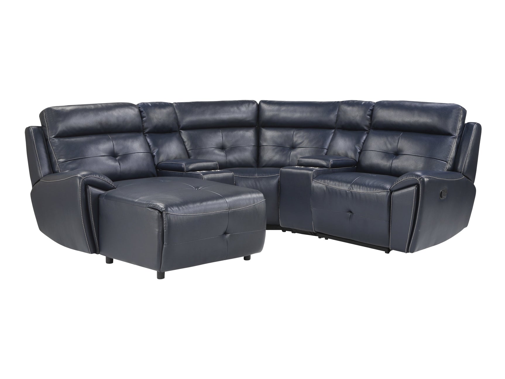 Avenue Navy 5-Piece Modular Reclining Sectional with Left Chaise - Ornate Home