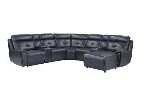 Avenue Navy 7-Piece Modular Reclining Sectional w/ Right Chaise - Ornate Home