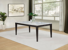 Averill Coffee Bean 72-inch Rectangular White Marble Top Dining Table - Ornate Home