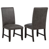 Averill Dark Grey/Coffee Bean Faux Leather Upholstered Dining Side Chair (Set of 2) - Ornate Home