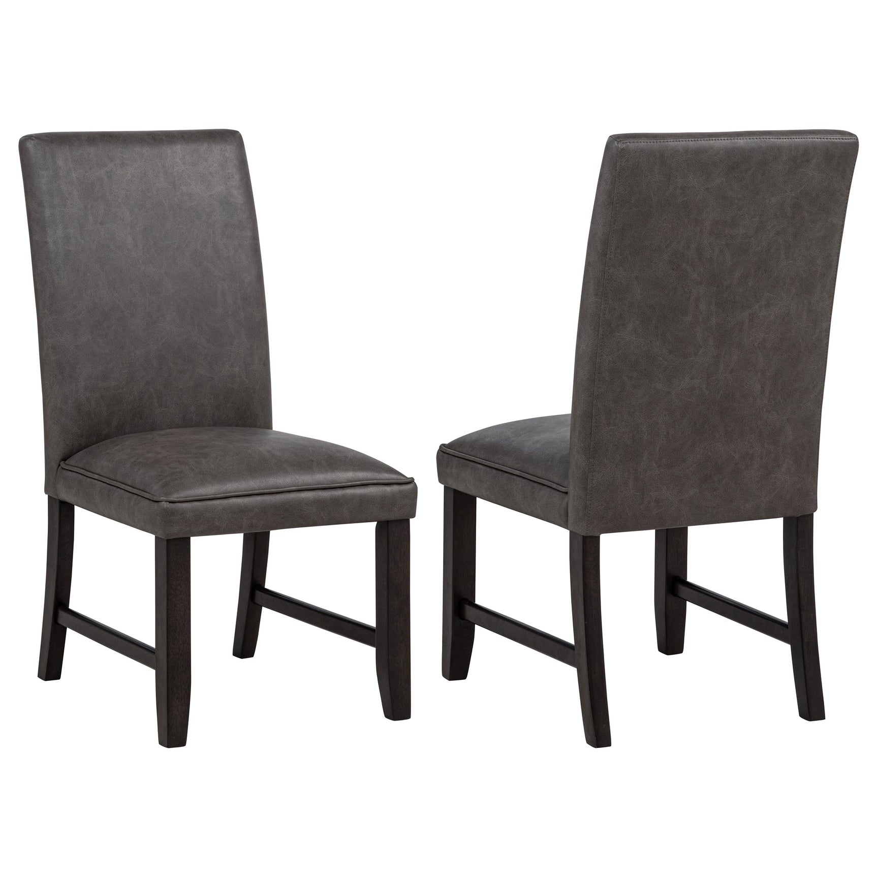 Averill Dark Grey/Coffee Bean Faux Leather Upholstered Dining Side Chair (Set of 2) - Ornate Home