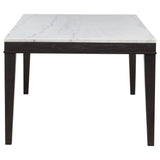 Averill Tan/Coffee Bean 7-piece White Marble Top Dining Set - Ornate Home
