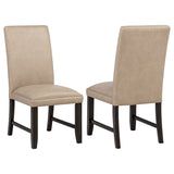 Averill Tan/Coffee Bean Faux Leather Upholstered Dining Side Chair (Set of 2) - Ornate Home