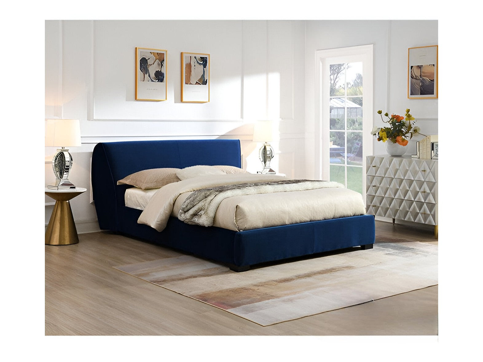 Averly Blue Queen Bed - Ornate Home