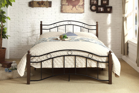 Averny Black/Brown Full Metal Platfom Bed - Ornate Home