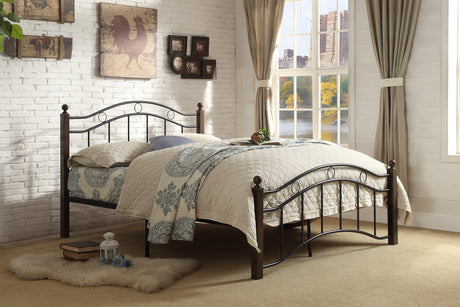 Averny Black/Brown Full Metal Platfom Bed - Ornate Home