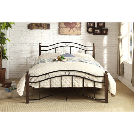 Averny Black/Brown Full Metal Platfom Bed - Ornate Home