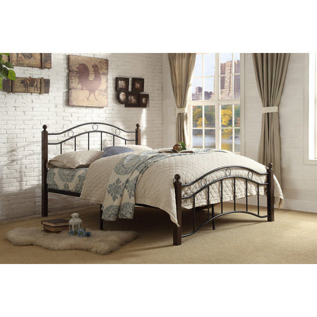 Averny Black/Brown Full Metal Platfom Bed - Ornate Home