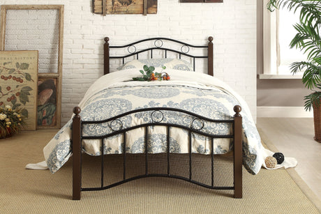 Averny Black/Brown Twin Metal Platfom Bed - Ornate Home