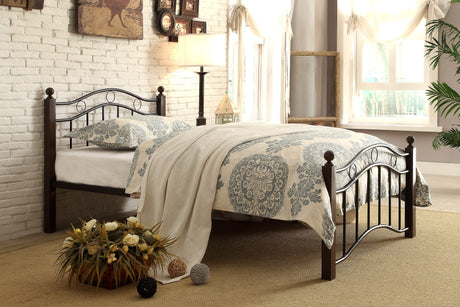 Averny Black/Brown Twin Metal Platfom Bed - Ornate Home