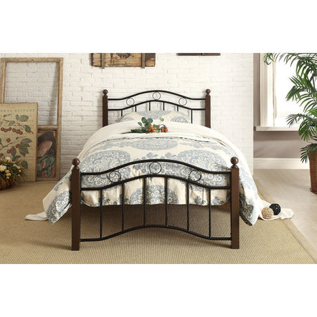 Averny Black/Brown Twin Metal Platfom Bed - Ornate Home