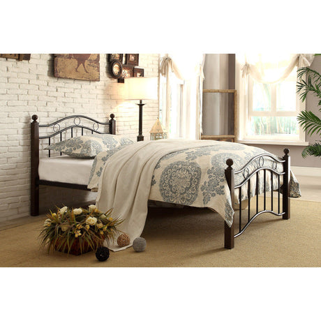 Averny Black/Brown Twin Metal Platfom Bed - Ornate Home