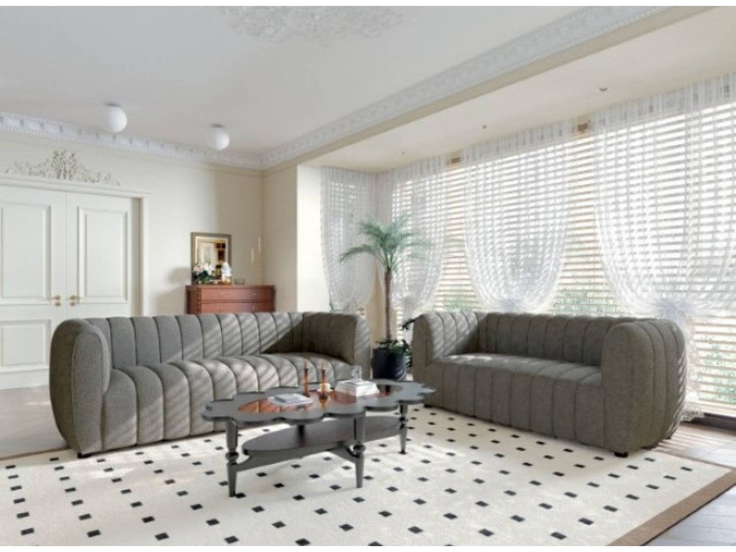 Aversa Charcoal Gray Sofa & Loveseat - Ornate Home