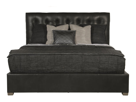 Avery Black/Grey Leather Panel King Bed (54.5" H) - Ornate Home