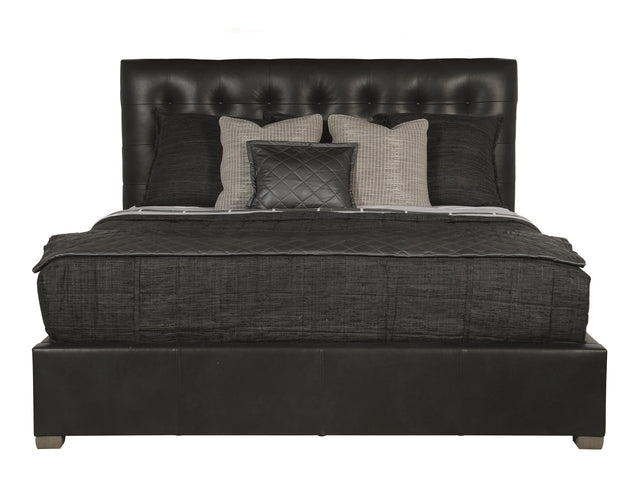 Avery Black/Grey Leather Panel King Bed (54.5" H) - Ornate Home