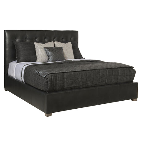 Avery Black/Grey Leather Panel King Bed (54.5" H) - Ornate Home
