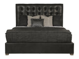 Avery Black/Grey Leather Panel King Bed (66" H) - Ornate Home