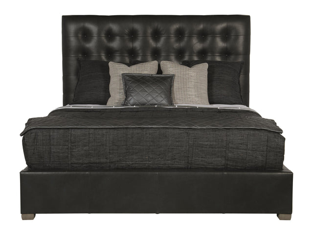 Avery Black/Grey Leather Panel King Bed (66" H) - Ornate Home
