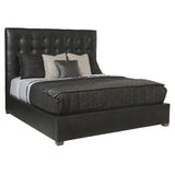Avery Black/Grey Leather Panel King Bed (66" H) - Ornate Home