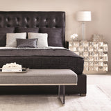 Avery Black/Grey Leather Panel King Bed (66" H) - Ornate Home