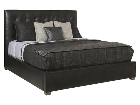 Avery Black Leather Queen Panel Bed – Standart Headboard - Ornate Home