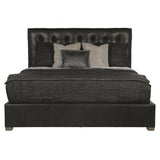 Avery Black Leather Queen Panel Bed – Standart Headboard - Ornate Home