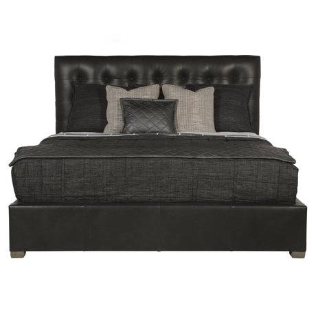 Avery Black Leather Queen Panel Bed – Standart Headboard - Ornate Home