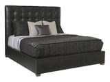 Avery Black Leather Queen Panel Bed – Tall Headboard - Ornate Home