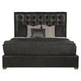 Avery Black Leather Queen Panel Bed – Tall Headboard - Ornate Home