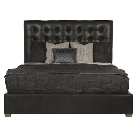 Avery Black Leather Queen Panel Bed – Tall Headboard - Ornate Home