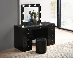 Avery Black Vanity Set w/LED Mirror - Ornate Home
