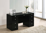 Avery Black Vanity Set w/LED Mirror & Stool - Ornate Home