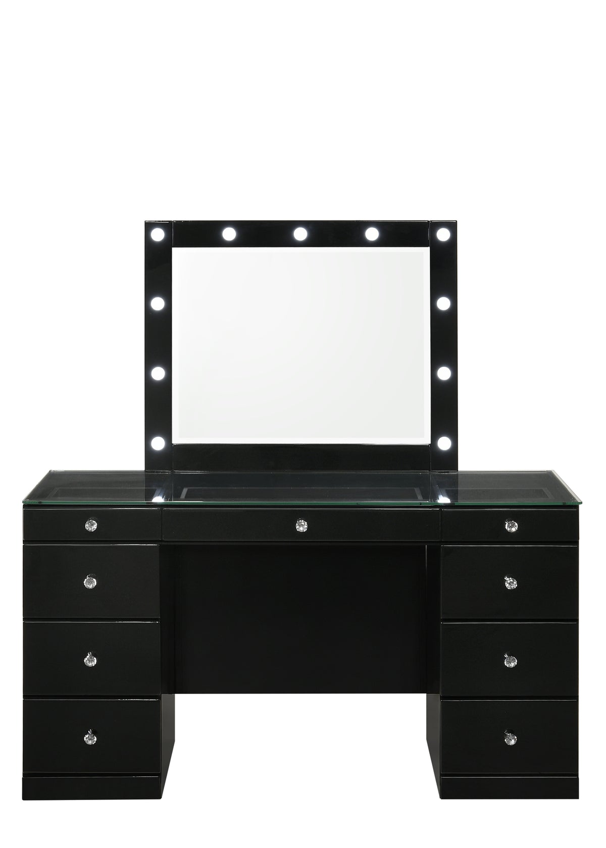 Avery Black Vanity Set w/LED Mirror - Ornate Home