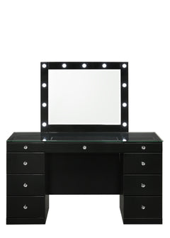 Avery Black Vanity Set w/LED Mirror - Ornate Home