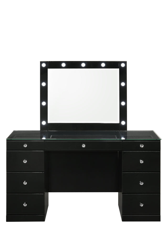 Avery Black Vanity Set w/LED Mirror - Ornate Home
