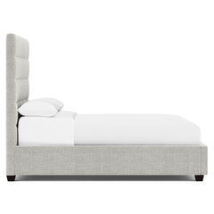 Avery Grey Fabric California King Panel Bed – Tall Headboard - Ornate Home