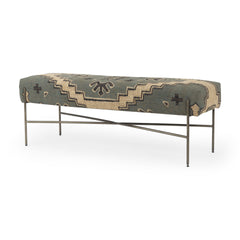Avery Multicolor Upholstered Patterned Seat Accent Bench
