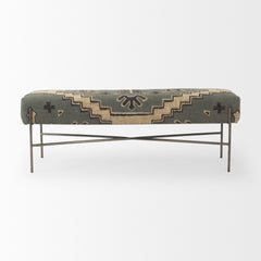 Avery Multicolor Upholstered Patterned Seat Accent Bench
