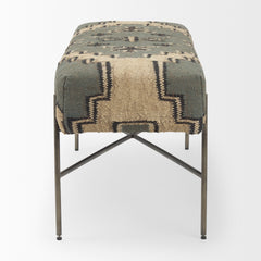 Avery Multicolor Upholstered Patterned Seat Accent Bench