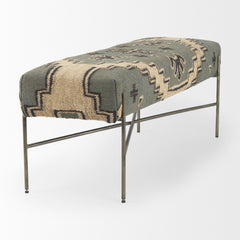 Avery Multicolor Upholstered Patterned Seat Accent Bench