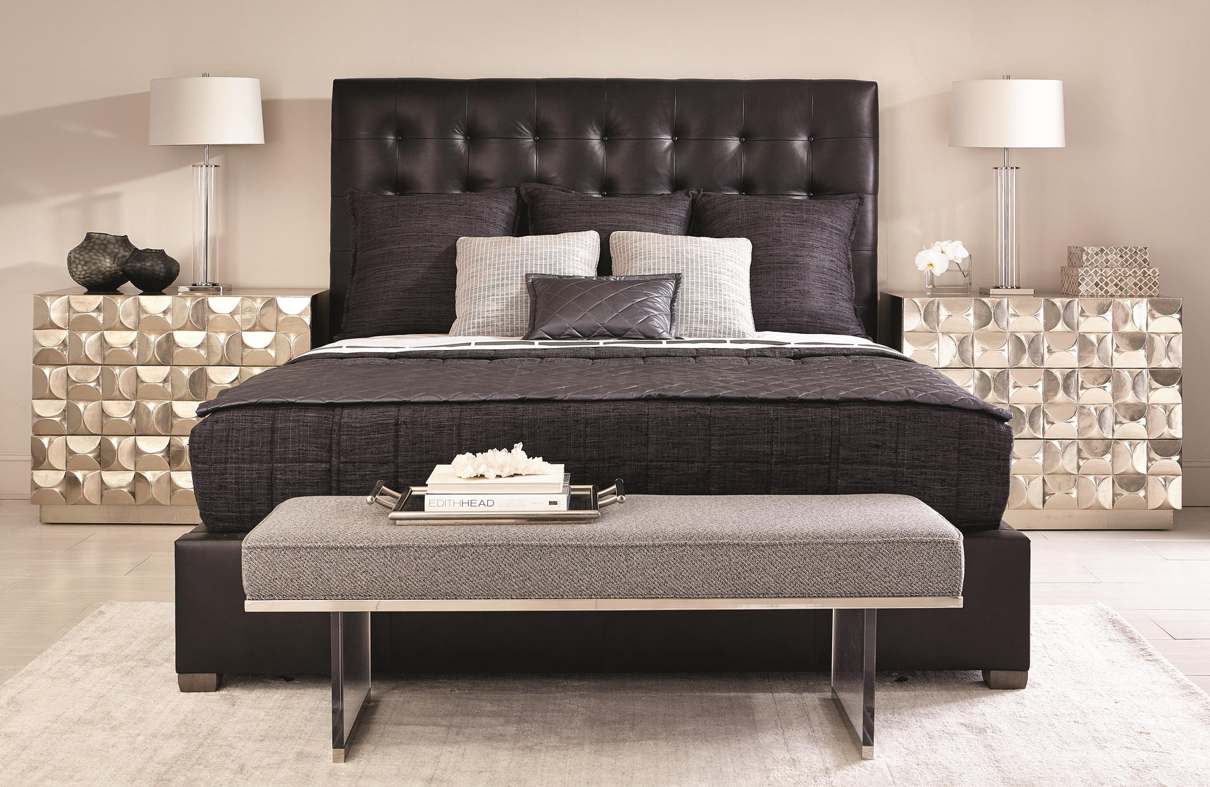 Avery Smoke King Panel Bed (54.50" H) - Ornate Home