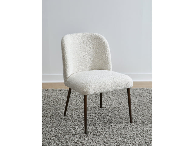 Avery Upholstered Dining Chair in Ricotta Boucle and Bronze Metal (Set of 2) - Ornate Home