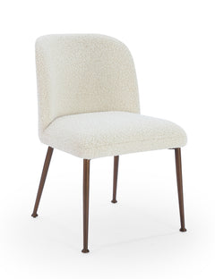 Avery Upholstered Dining Chair in Ricotta Boucle and Bronze Metal (Set of 2) - Ornate Home